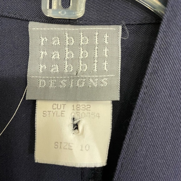 Vintage Rabbit Rabbit Rabbit Elegant Navy Belted Dress - Picture 4 of 7